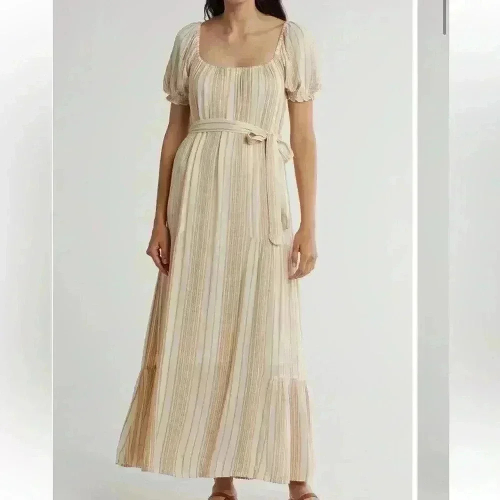 Lovestitch stripe puff sleeve maxi dress NWT size medium